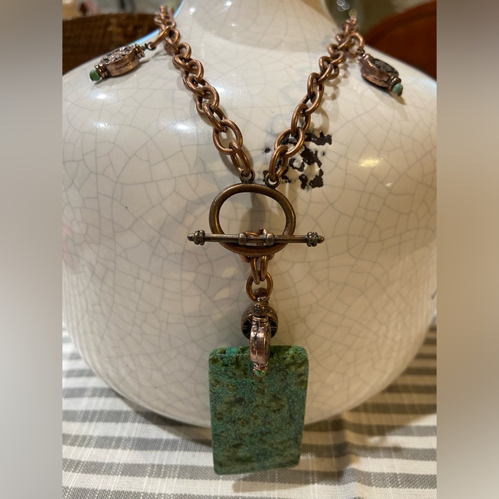 Natural stone necklace approx 18” and earrings